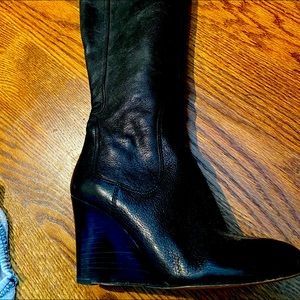 Nine West size 7 black leather boot knee high